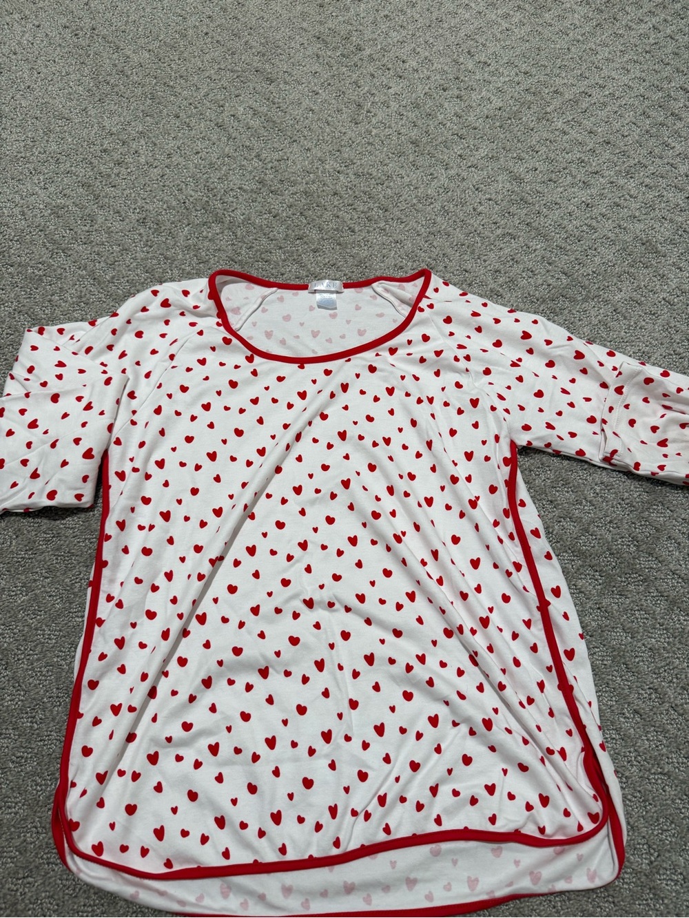 White Kids Pajama Top with Red Heart Accents